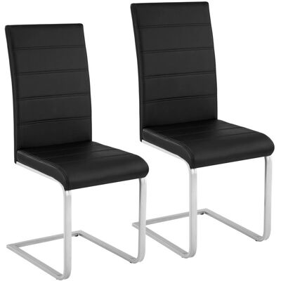 Tectake Schwarze Moderne Esszimmerstühle - Set aus 2 Tectake Schwarze Moderne Esszimmerstühle - Set aus 2