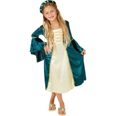 Tectake Blaues Mittelalterliches Prinzessinnen Kostüm mit Goldborte - Kinder 9-10 Tectake Blaues Mittelalterliches Prinzessinnen Kostüm mit Goldborte - Kinder 9-10