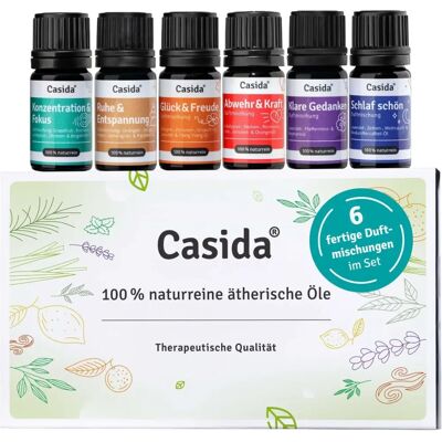 Casida Top 6 Ätherische Öle Set - Therapeutisch, Vegan, 6x5ml Casida Top 6 Ätherische Öle Set - Therapeutisch, Vegan, 6x5ml