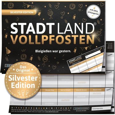 DENKRIESEN Stadt Land Vollpfosten - Silvester Edition - Bleigießen War Gestern - Partyspiel DENKRIESEN Stadt Land Vollpfosten - Silvester Edition - Bleigießen War Gestern - Partyspiel