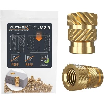 Ruthex M2.5 threaded insert - 70 pcs Ruthex M2.5 threaded insert - 70 pcs