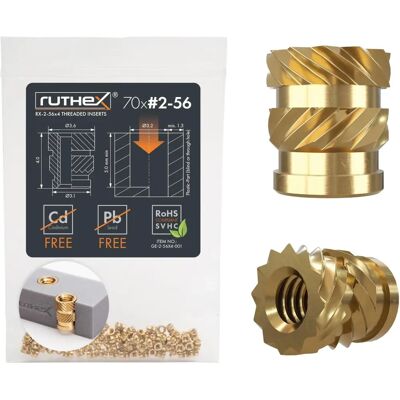Ruthex - RX-2-56X4 - Messing - Gewindeeinsatz Ruthex - RX-2-56X4 - Messing - Gewindeeinsatz