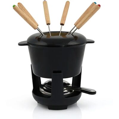 BBQ-Toro - Conjunto de fondue de ferro fundido de 13 peças para 6 pessoas - 1 L - preto BBQ-Toro - Conjunto de fondue de ferro fundido de 13 peças para 6 pessoas - 1 L - preto