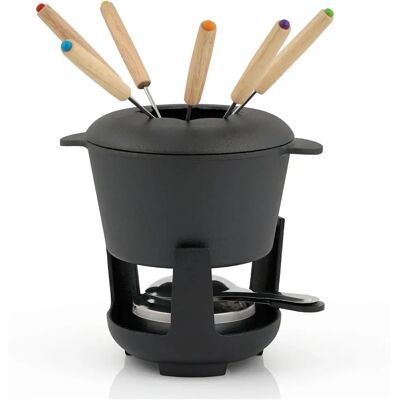 BBQ-Toro - Conjunto de fondue em ferro fundido de 13 peças - Preto / Creme - Conjunto de fondue BBQ-Toro - Conjunto de fondue em ferro fundido de 13 peças - Preto / Creme - Conjunto de fondue
