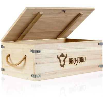 Bbq-toro Scatola di legno rustica per forno olandese e accessori Bbq-toro Scatola di legno rustica per forno olandese e accessori