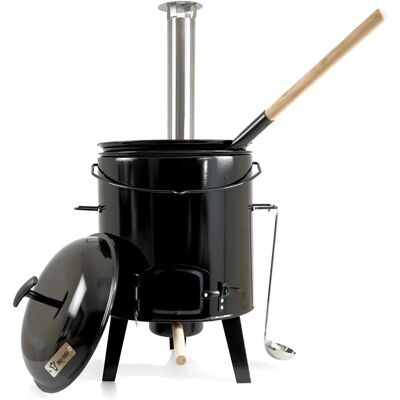 Cannone per gulasch smaltato BBQ-TORO con coperchio - Kessel 17L e padella 8L Cannone per gulasch smaltato BBQ-TORO con coperchio - Kessel 17L e padella 8L