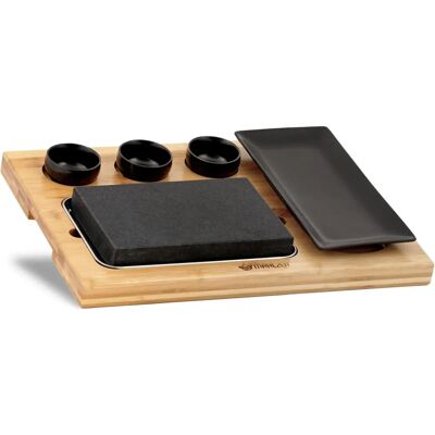 Mahlzeit - Lavastein Set 7-tlg - Piedra de lava - Tabla de bambú - Cooking Set Mahlzeit - Lavastein Set 7-tlg - Piedra de lava - Tabla de bambú - Cooking Set