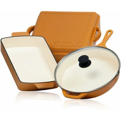 Mahlzeit - Juego de hierro fundido Ø29.5cm - 3.8L/10.8L - Sunny Orange - Juego de cocina Mahlzeit - Juego de hierro fundido Ø29.5cm - 3.8L/10.8L - Sunny Orange - Juego de cocina