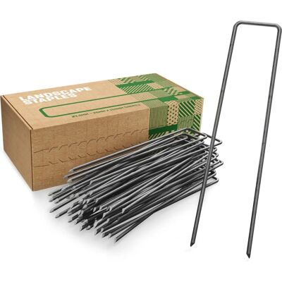 GardenGloss Pinos de jardim de aço - 100 peças - Solo forte GardenGloss Pinos de jardim de aço - 100 peças - Solo forte
