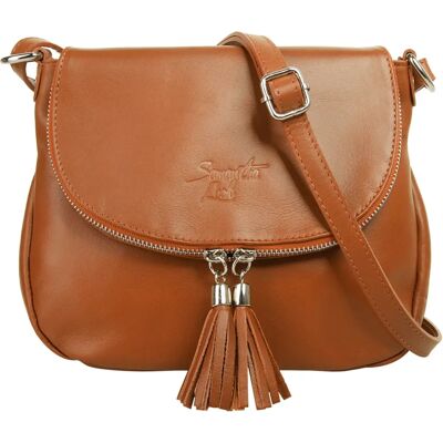 Samantha Look Cognac Ledertasche - Handtasche, Made in Italy - Schultertasche Samantha Look Cognac Ledertasche - Handtasche, Made in Italy - Schultertasche