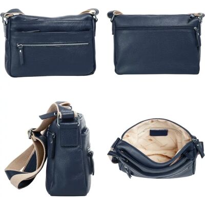 Samantha Look Lederhandtasche - Unisex - 25x22x5cm - Blau - Made in Italy Samantha Look Lederhandtasche - Unisex - 25x22x5cm - Blau - Made in Italy