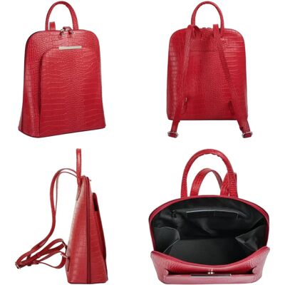 Cluty Roter Leder Rucksack - Casual, Made in Italy Cluty Roter Leder Rucksack - Casual, Made in Italy