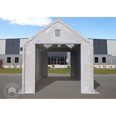 TOOLPORT 5x10m 3x3.4m Drive Through Industrial Tent - Fire Resistant, Grey TOOLPORT 5x10m 3x3.4m Drive Through Industrial Tent - Fire Resistant, Grey