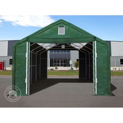 TOOLPORT 6x12m Drive Through Industrial Tent - Fire Resistant, Green TOOLPORT 6x12m Drive Through Industrial Tent - Fire Resistant, Green
