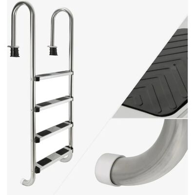 Arebos Silver Pool Ladder 4 Steps Anti-slip Stainless Steel Entry Exit Arebos Silver Pool Ladder 4 Steps Anti-slip Stainless Steel Entry Exit