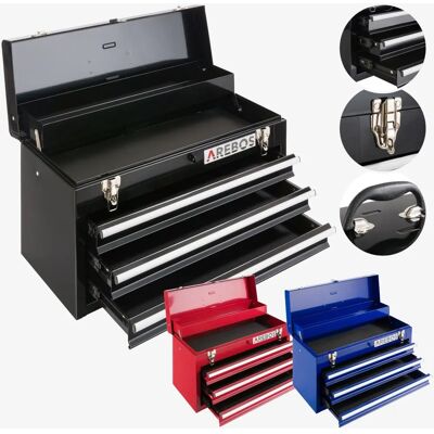 Maletín de herramientas Arebos con 3 cajones y 2 compartimentos - Caja de herramientas Maletín de herramientas Arebos con 3 cajones y 2 compartimentos - Caja de herramientas