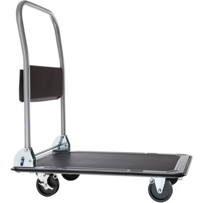 tectake Stahl Plattformwagen mit Bremsen - Schwarz - 150kg tectake Stahl Plattformwagen mit Bremsen - Schwarz - 150kg