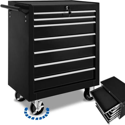 tectake Gereedschapskist - 7 lades, Zwart, Staal, Mobiel tectake Gereedschapskist - 7 lades, Zwart, Staal, Mobiel
