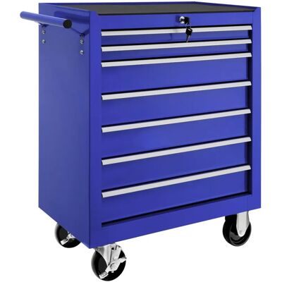 Chariot à outils tectake avec 7 tiroirs - bleu - acier - Publicité Chariot à outils tectake avec 7 tiroirs - bleu - acier - Publicité