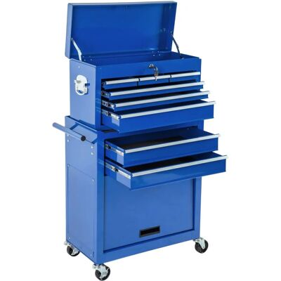 Tectake Steel Blue Tool Chest with 8 Drawers and Lockable Toolbox - Professional Tectake Steel Blue Tool Chest with 8 Drawers and Lockable Toolbox - Professional
