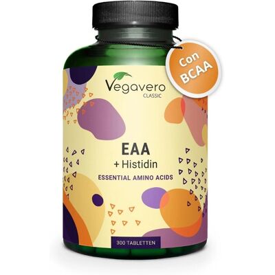 Vegavero EAA - Aminoácidos essenciais com Histidina - 300 Comprimidos - Suplemento de aminoácidos Vegavero EAA - Aminoácidos essenciais com Histidina - 300 Comprimidos - Suplemento de aminoácidos