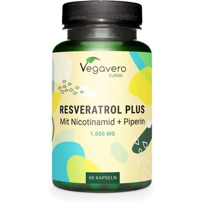 Vegavero Extrato de Resveratrol 500 mg Nicotinamide 60 Cápsulas - Suplemento alimentar Vegavero Extrato de Resveratrol 500 mg Nicotinamide 60 Cápsulas - Suplemento alimentar