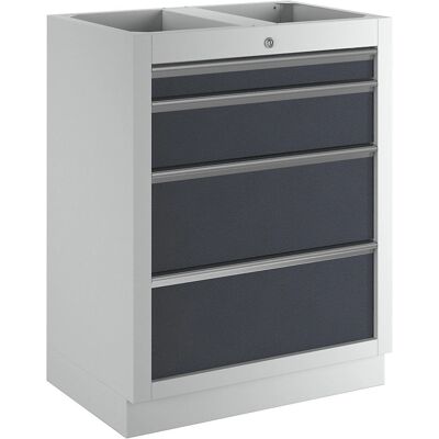 Armario de almacenamiento Kaiserkraft - 910x680x460mm, 4 cajones - Gris Armario de almacenamiento Kaiserkraft - 910x680x460mm, 4 cajones - Gris
