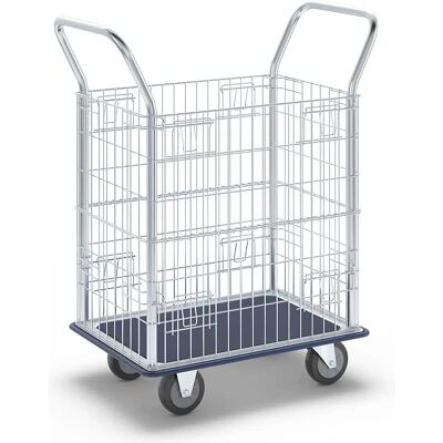 Kaiserkraft Schwerer Stahlwagen - Verzinkte Seiten, Inox-Griffe - 220kg Kaiserkraft Schwerer Stahlwagen - Verzinkte Seiten, Inox-Griffe - 220kg