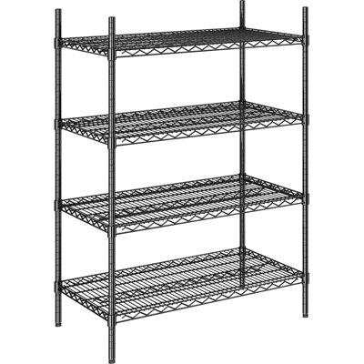 Estantería de malla de acero negro - 4 baldas - 1370mm Estantería de malla de acero negro - 4 baldas - 1370mm