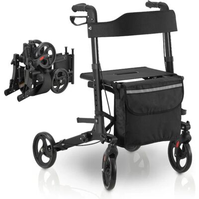 Juskys - Rollator Vital Schwarz - Schwarz - Aluminium - Gehhilfe Juskys - Rollator Vital Schwarz - Schwarz - Aluminium - Gehhilfe