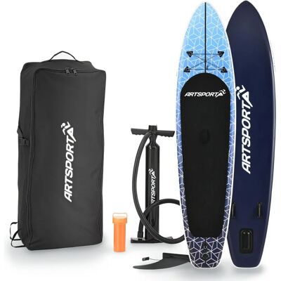 ArtSport Deep Ocean Stand Up Paddle Gonflable - 320cm, 150kg - Bleu-Blanc - Planche de Paddle - Publicité ArtSport Deep Ocean Stand Up Paddle Gonflable - 320cm, 150kg - Bleu-Blanc - Planche de Paddle - Publicité