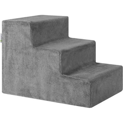 Juskys Haustiertreppe 36 Cm - Waschbarer Plüsch-Bezug, Grau Juskys Haustiertreppe 36 Cm - Waschbarer Plüsch-Bezug, Grau