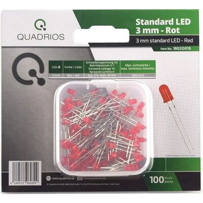 QUADRIOS QUAD 1802O019 - LED 3 mm - red - 100 pcs - LED QUADRIOS QUAD 1802O019 - LED 3 mm - red - 100 pcs - LED