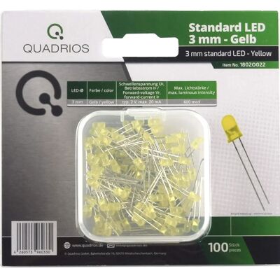 QUADRIOS LED Assortment Kit - Yellow - 3 mm - 100 pcs - LED Assortment QUADRIOS LED Assortment Kit - Yellow - 3 mm - 100 pcs - LED Assortment