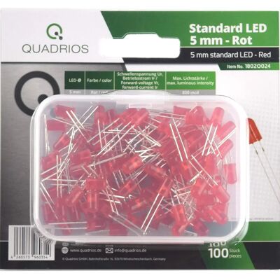 QUADRIOS LED Assortment - Red 5mm 20mA 2V - 100 Units QUADRIOS LED Assortment - Red 5mm 20mA 2V - 100 Units