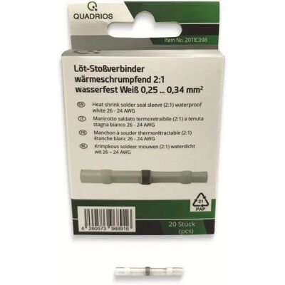 QUADRIOS 2011C398 White Fully Isolated Solder Butt Joint Set - 20 pcs QUADRIOS 2011C398 White Fully Isolated Solder Butt Joint Set - 20 pcs