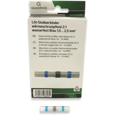 QUADRIOS 2011C400 Drahtverbinder - 15 Stück, Blau, 1,5-2,5 mm² - Drahtverbinder QUADRIOS 2011C400 Drahtverbinder - 15 Stück, Blau, 1,5-2,5 mm² - Drahtverbinder