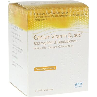 Acis Calcium Vitamin D3 500 mg/400 I.E. Kautabletten - Nahrungsergänzung Acis Calcium Vitamin D3 500 mg/400 I.E. Kautabletten - Nahrungsergänzung