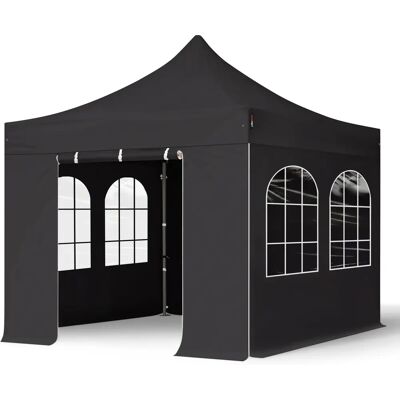 Toolport 3x3m PES 750 Pop Up Gazebo PREMIUM Steel 40 mm - black Toolport 3x3m PES 750 Pop Up Gazebo PREMIUM Steel 40 mm - black
