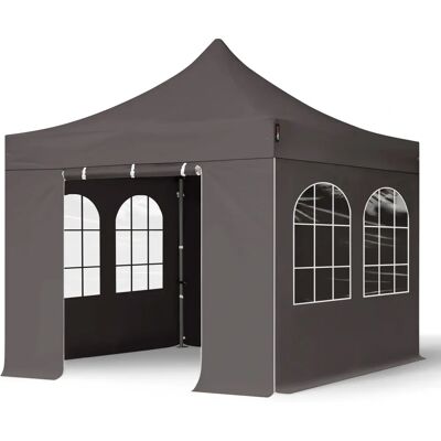 TOOLPORT 3x3m PES 750 Pop Up Gazebo PREMIUM Stahl - Seitenwände mit Fenstern TOOLPORT 3x3m PES 750 Pop Up Gazebo PREMIUM Stahl - Seitenwände mit Fenstern