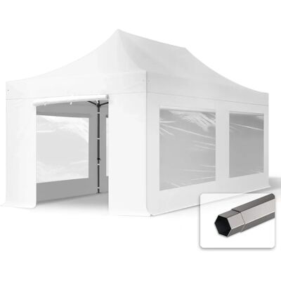 Gazebo Pieghevole 3x6m Bianco - Acciaio, Impermeabile, Protezione UV Gazebo Pieghevole 3x6m Bianco - Acciaio, Impermeabile, Protezione UV