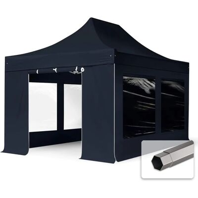 Toolport 3x4,5m PES 750 Pop up Pavillon PREMIUM Stahl 40 mm, inkl. Seitenwände mit Panoramafenstern, schwarz - (600043) Toolport 3x4,5m PES 750 Pop up Pavillon PREMIUM Stahl 40 mm, inkl. Seitenwände mit Panoramafenstern, schwarz - (600043)