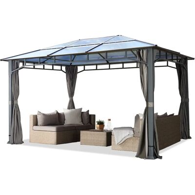 Gazebo da giardino Toolport grigio Loft impermeabile 3x4m pannelli in policarbonato Gazebo da giardino Toolport grigio Loft impermeabile 3x4m pannelli in policarbonato