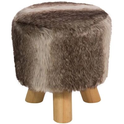 Taburete Beliani - Puf de pelo sintético marrón y beige - 33x35x33 Taburete Beliani - Puf de pelo sintético marrón y beige - 33x35x33
