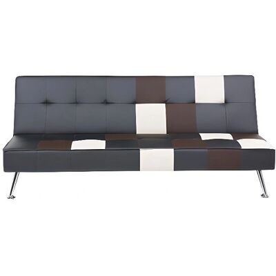 Sofá Cama Beliani Negro Marrón 3 Plazas Tapizado Patchwork en Cuero Sintético - Sofá Cama Sofá Cama Beliani Negro Marrón 3 Plazas Tapizado Patchwork en Cuero Sintético - Sofá Cama