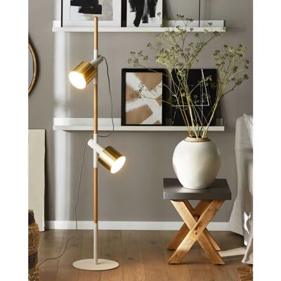 Beliani Stehlampe Weiß mit Goldmetall 125 cm Verstellbare Runde Spots Modernes Design Beliani Stehlampe Weiß mit Goldmetall 125 cm Verstellbare Runde Spots Modernes Design