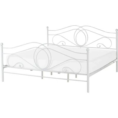 Beliani Sänkykehys Valkoinen Metallinen Super King - Rakenne, 180x200 cm, Retro Vintage Beliani Sänkykehys Valkoinen Metallinen Super King - Rakenne, 180x200 cm, Retro Vintage