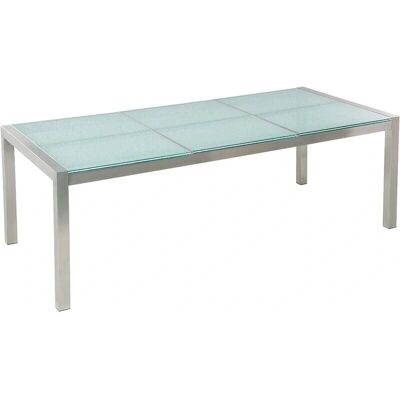 Tavolo da giardino Beliani - Vetro temperato - 220x100cm - 8 posti Tavolo da giardino Beliani - Vetro temperato - 220x100cm - 8 posti