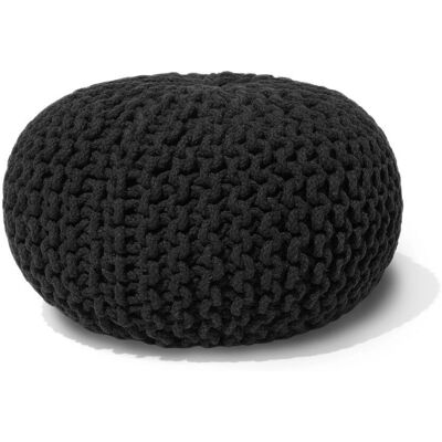 Beliani Puf Ottoman - Musta Neulottu Puuvilla Pyöreä 40x25 cm Beliani Puf Ottoman - Musta Neulottu Puuvilla Pyöreä 40x25 cm
