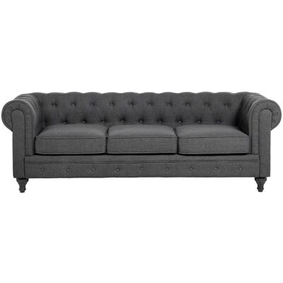 Canapé 3 places Beliani en tissu gris avec bras en scroll style traditionnel - Canapé - Publicité Canapé 3 places Beliani en tissu gris avec bras en scroll style traditionnel - Canapé - Publicité